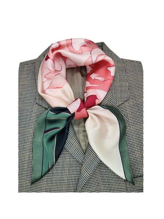 Unbranded Other - ✨Large Floral Soft Scarf Square Silky Head Neck Wrap Green Pink Flower Accessory